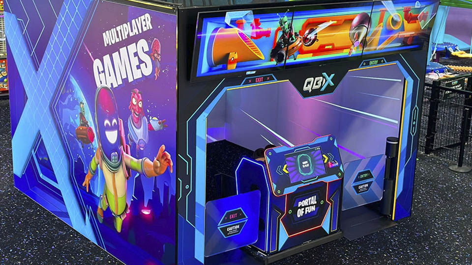 QBIX — Neon lit arena entrance